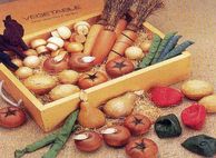 様々な野菜が木箱に入っており周りにも並べられている様子の写真