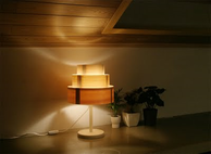 手作り卓上照明用木工工作キット「陽林」の完成品のサンプル写真